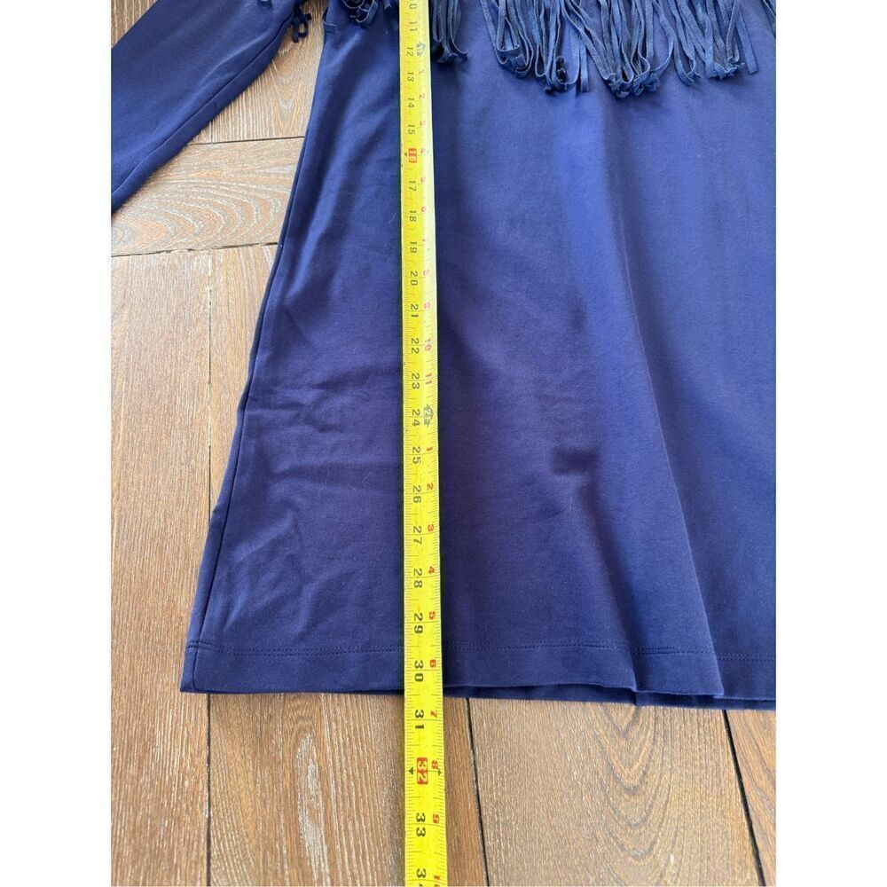 Tuckernuck Dress Women Navy‎ Blue Cowgirl Suede Fringe Long Sleeve Size XSmall - Picture 9 of 9
